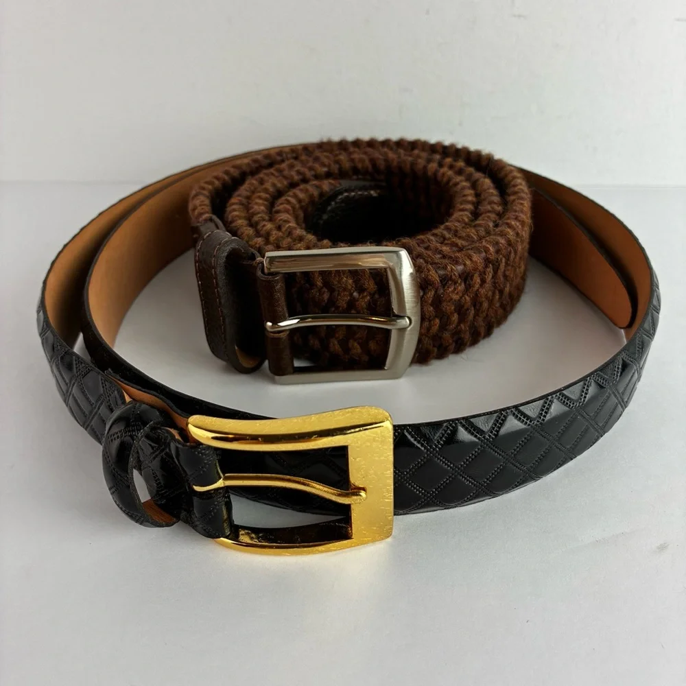 Martin Dingman Belts - Set of 2 - Black Alligator & Woven Lexington